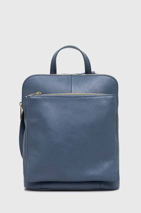 Answear Lab plecak skórzany damski kolor niebieski mały gładki
