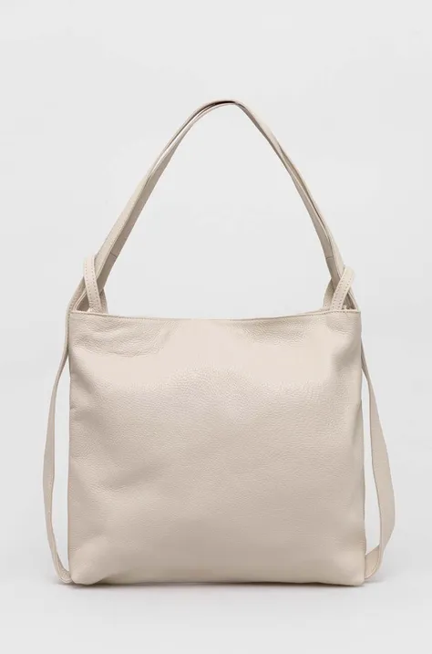 Шкіряний рюкзак Answear Lab жіночий колір бежевий великий однотонний