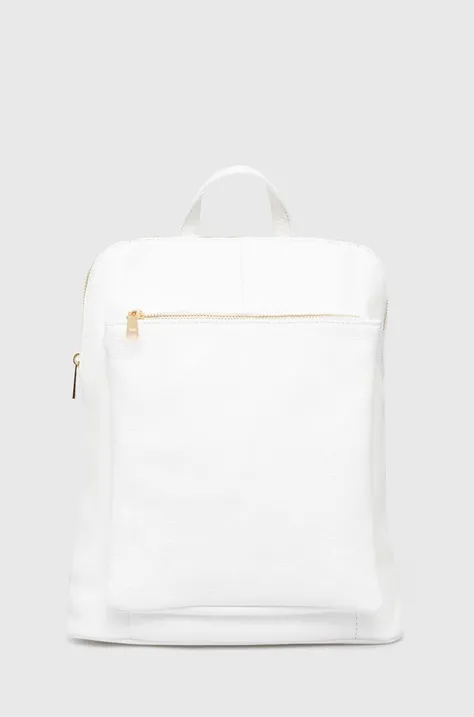 Answear Lab plecak skórzany damski kolor biały mały gładki