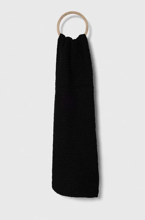Vlnený šál Answear Lab čierna farba, jednofarebný