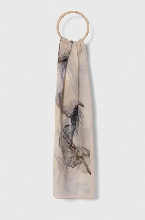 Шелковый платок на шею Answear Lab цвет бежевый узор