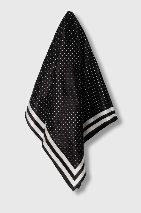 Копринено шалче Answear.LAB в черно с десен