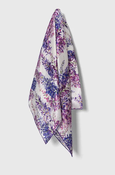 Шелковый платок на шею Answear Lab цвет фиолетовый узорный