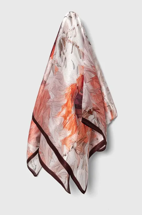 Шелковый платок на шею Answear Lab цвет розовый узорный
