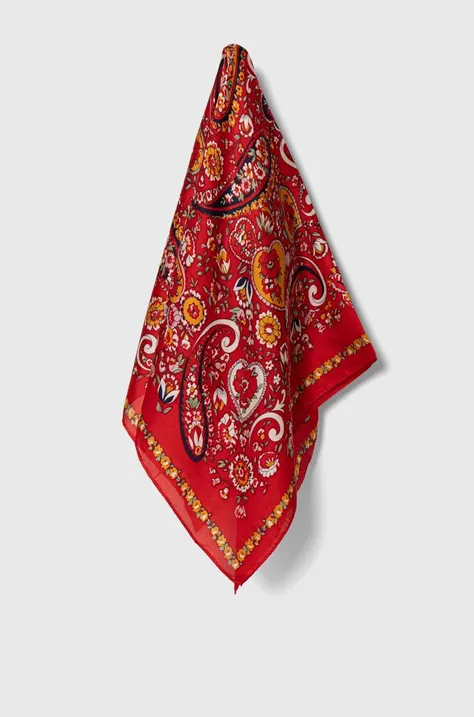 Šátek s hedvábím Answear Lab červená barva