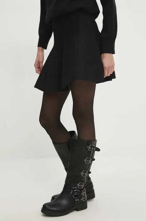 Suknja Answear Lab boja: crna, mini, širi se prema dolje