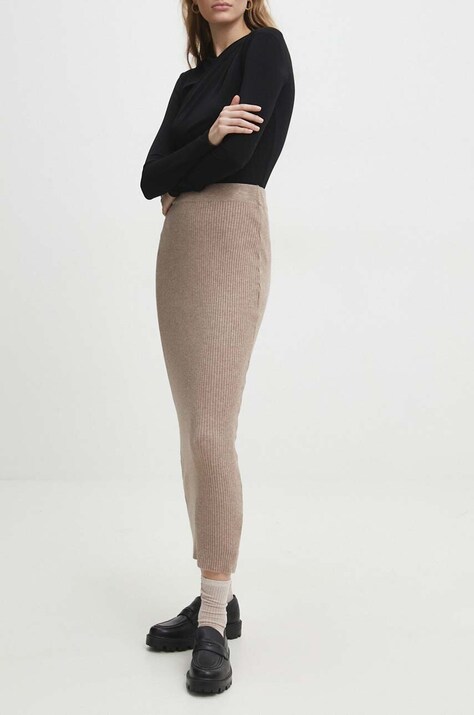 Answear Lab fustă culoarea bej, midi, creion