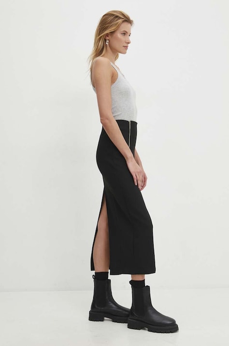 Answear Lab fustă culoarea negru, midi, drept