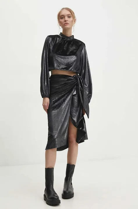 Βελούδινη φούστα Answear Lab χρώμα: μαύρο