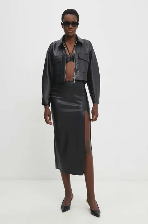 Suknja Answear Lab boja: crna, midi, pencil
