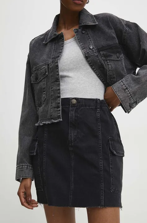 Answear Lab spódnica jeansowa kolor czarny mini prosta