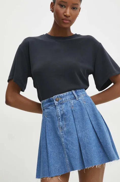 Rifľová sukňa Answear Lab mini, áčkový strih