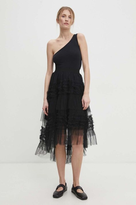 Answear.LAB szoknya fekete, midi, harang alakú