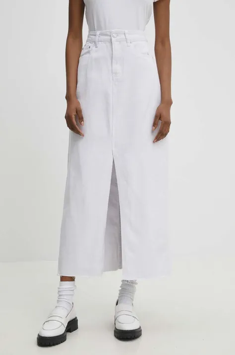 Answear Lab spódnica jeansowa kolor biały maxi prosta