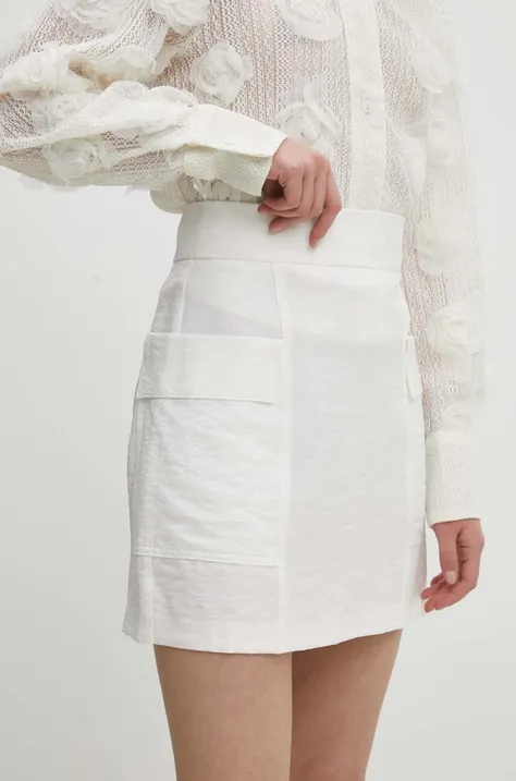 Suknja Answear Lab boja: bijela, mini, ravna