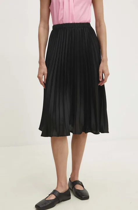 Hedvábná sukně Answear Lab černá barva, midi, áčková