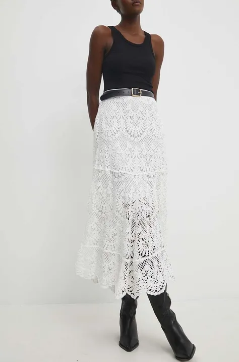 Pamučna suknja Answear Lab boja: bijela, maxi, širi se prema dolje