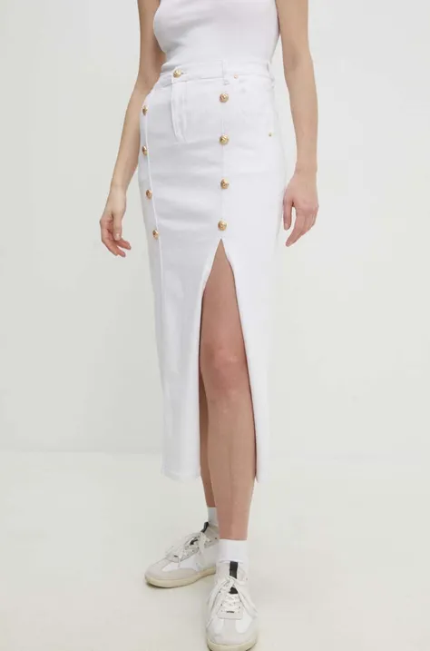 Džínová sukně Answear Lab bílá barva, maxi