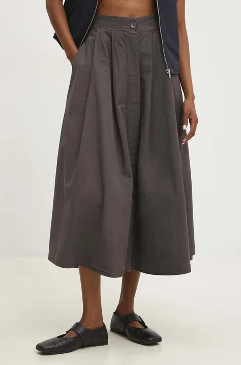 Хлопковая юбка Answear Lab цвет серый midi расклешённая