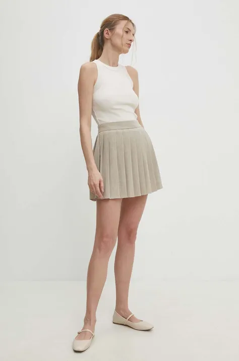 Suknja Answear Lab boja: bež, mini, širi se prema dolje