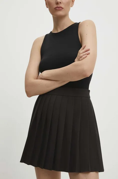 Suknja Answear Lab boja: smeđa, mini, širi se prema dolje