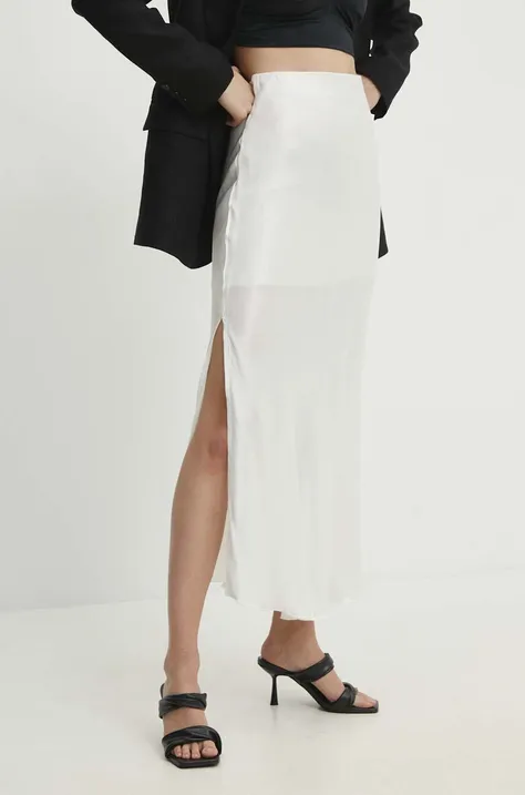 Suknja Answear Lab boja: bijela, maxi, ravna