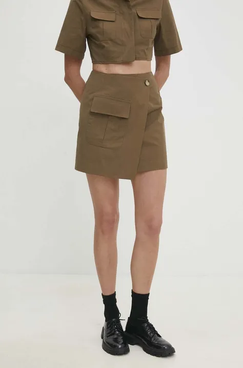 Хлопковая юбка Answear Lab цвет зелёный mini прямая