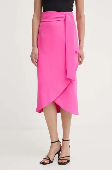 Suknja Answear Lab boja: ružičasta, midi, širi se prema dolje
