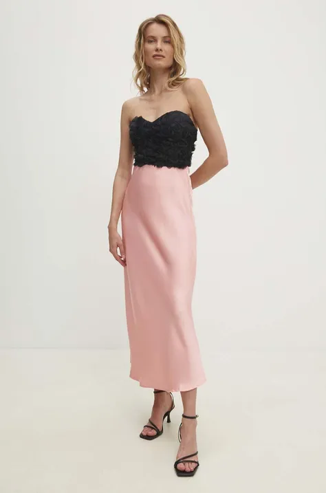 Suknja Answear Lab boja: ružičasta, maxi, ravna