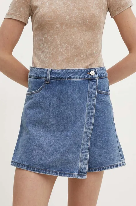 Džínsová sukňa a nohavice Answear Lab mini, rovný strih