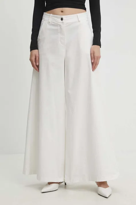 Nohavice Answear Lab dámske, biela farba, široké, vysoký pás