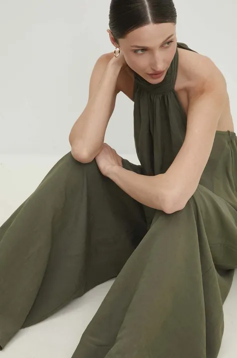Ολόσωμη φόρμα με λινό Answear Lab χρώμα: πράσινο