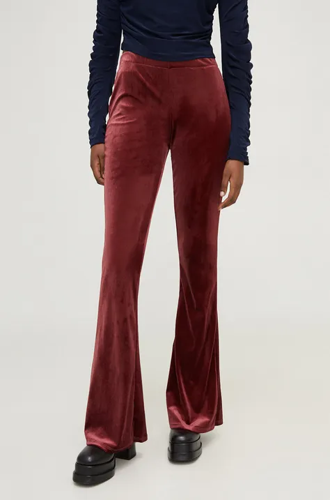 Answear Lab spodnie damskie kolor bordowy dzwony high waist