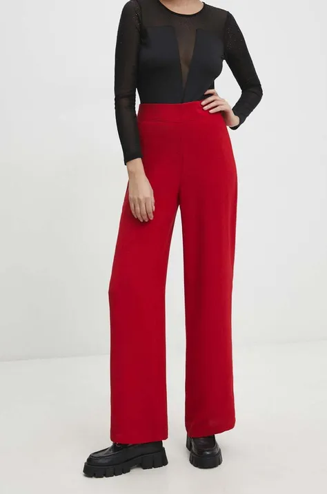 Answear Lab spodnie damskie kolor czerwony szerokie high waist