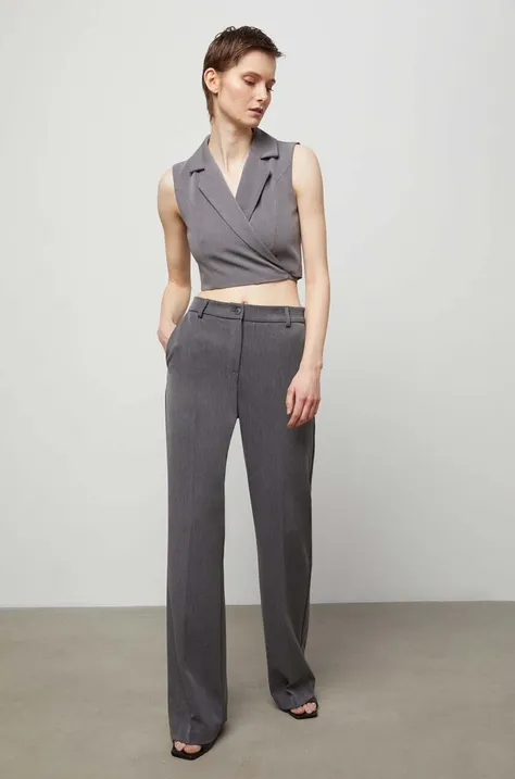 Штани Answear Lab жіночі колір сірий пряме висока посадка