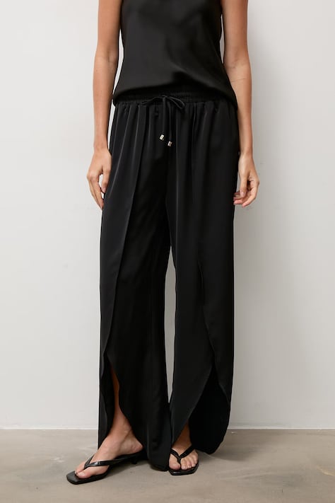 Answear Lab pantaloni femei, culoarea negru, lat, high waist