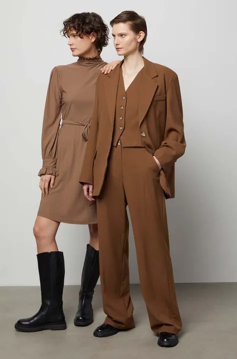 Штани Answear Lab жіночі колір коричневий широке висока посадка