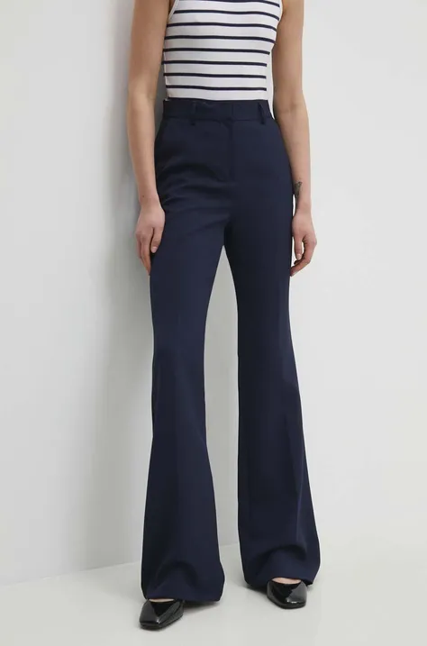 Answear Lab spodnie damskie kolor granatowy dzwony high waist