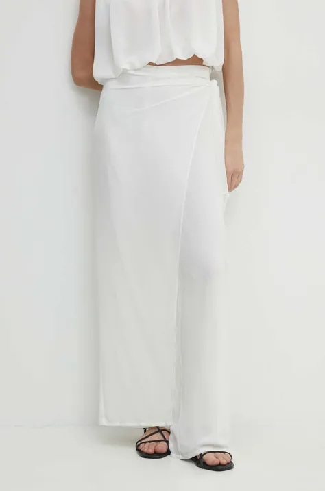 Answear Lab nadrág női, fehér, magas derekú széles