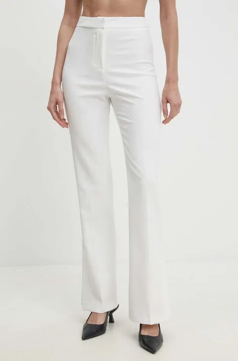 Nohavice Answear Lab dámske, biela farba, rovné, vysoký pás