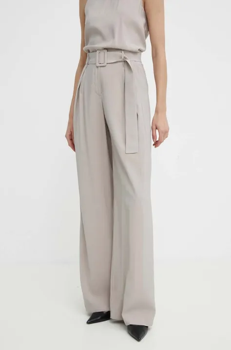 Nohavice Answear Lab dámske, šedá farba, rovné, vysoký pás