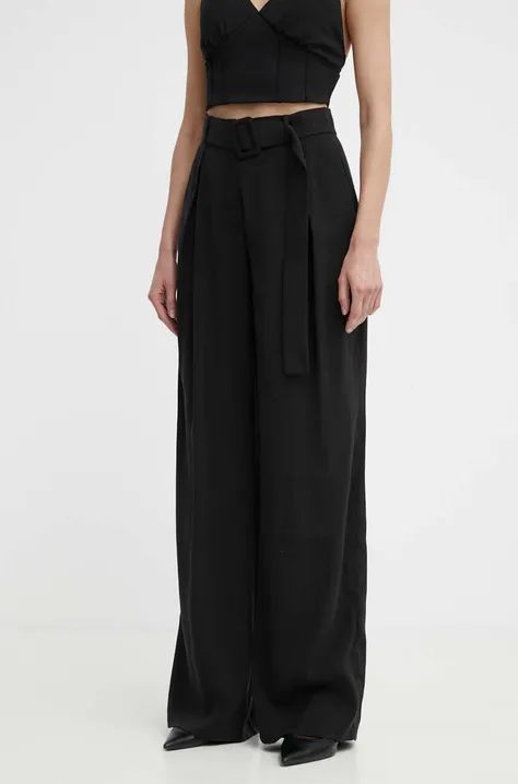Nohavice Answear Lab dámske, čierna farba, rovné, vysoký pás