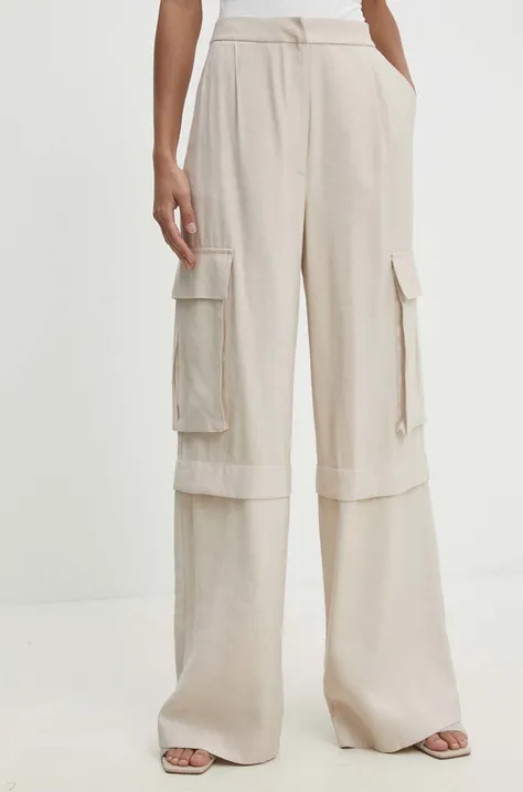 Kalhoty Answear Lab dámské, béžová barva, jednoduché, high waist