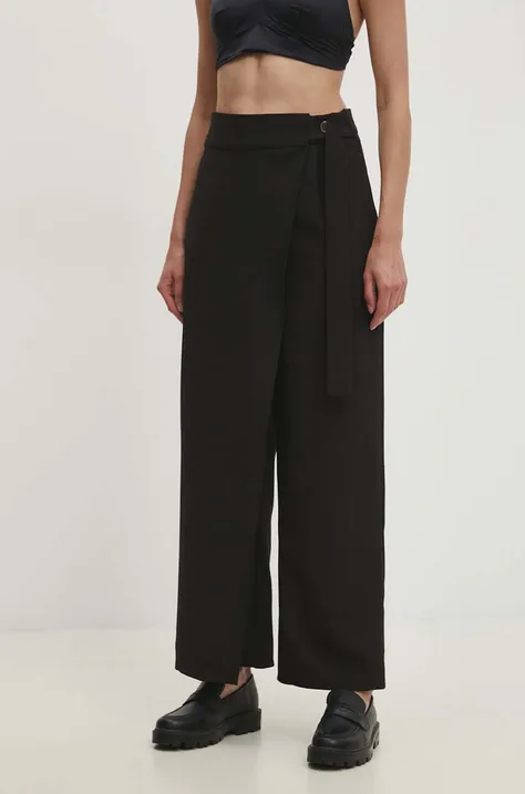 Answear Lab spódnicospodnie kolor czarny szerokie high waist