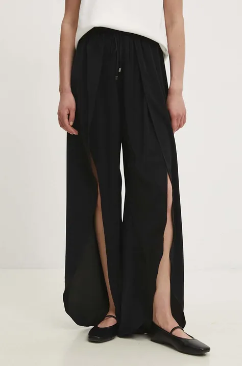 Answear Lab pantaloni femei, culoarea negru, lat, high waist