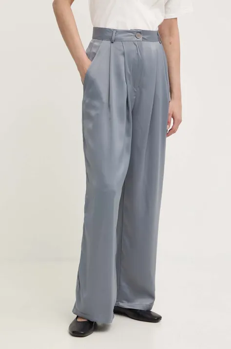 Kalhoty Answear Lab dámské, šedá barva, jednoduché, high waist