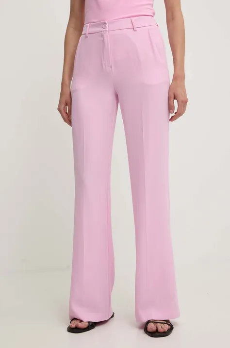 Answear Lab pantaloni femei, culoarea roz, drept, high waist