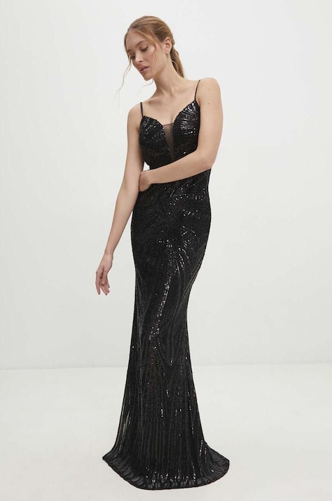 Answear Lab rochie culoarea negru, maxi, mulată