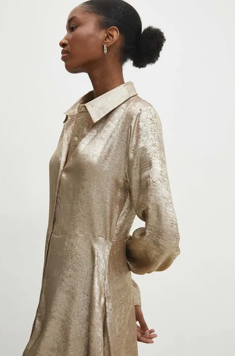 Šaty Answear Lab zlatá farba, mini, áčkový strih
