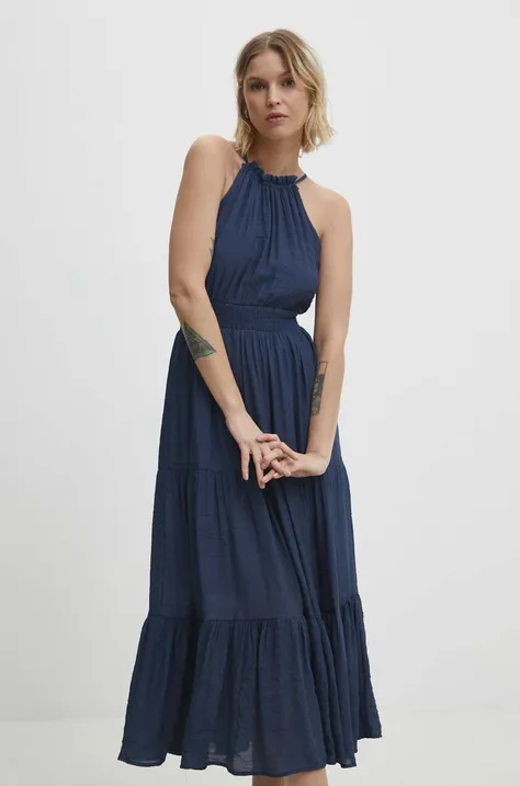 Платье Answear Lab цвет синий maxi расклешённая